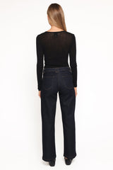 Jacinta Button Down Slim Wide Jean - Dark Wash