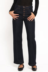 Jacinta Button Down Slim Wide Jean - Dark Wash