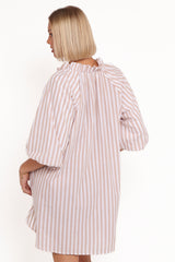 Doran Mini Dress - Beige White