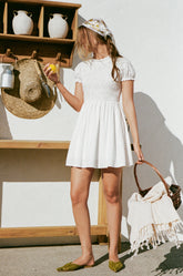 Emari Puff Sleeve Mini Dress - White