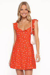 Lacey Mini Dress - Red Floral