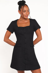 Sutton Mini Dress - Black Tweed