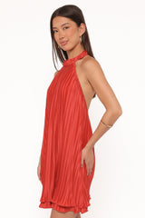 Tyra Halterneck Mini Dress - Red