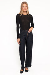Jacinta Button Down Slim Wide Jean - Dark Wash
