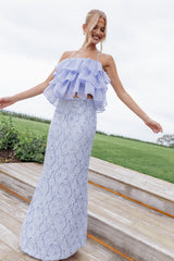 Jennings Lace Maxi Skirt - Blue Sequin