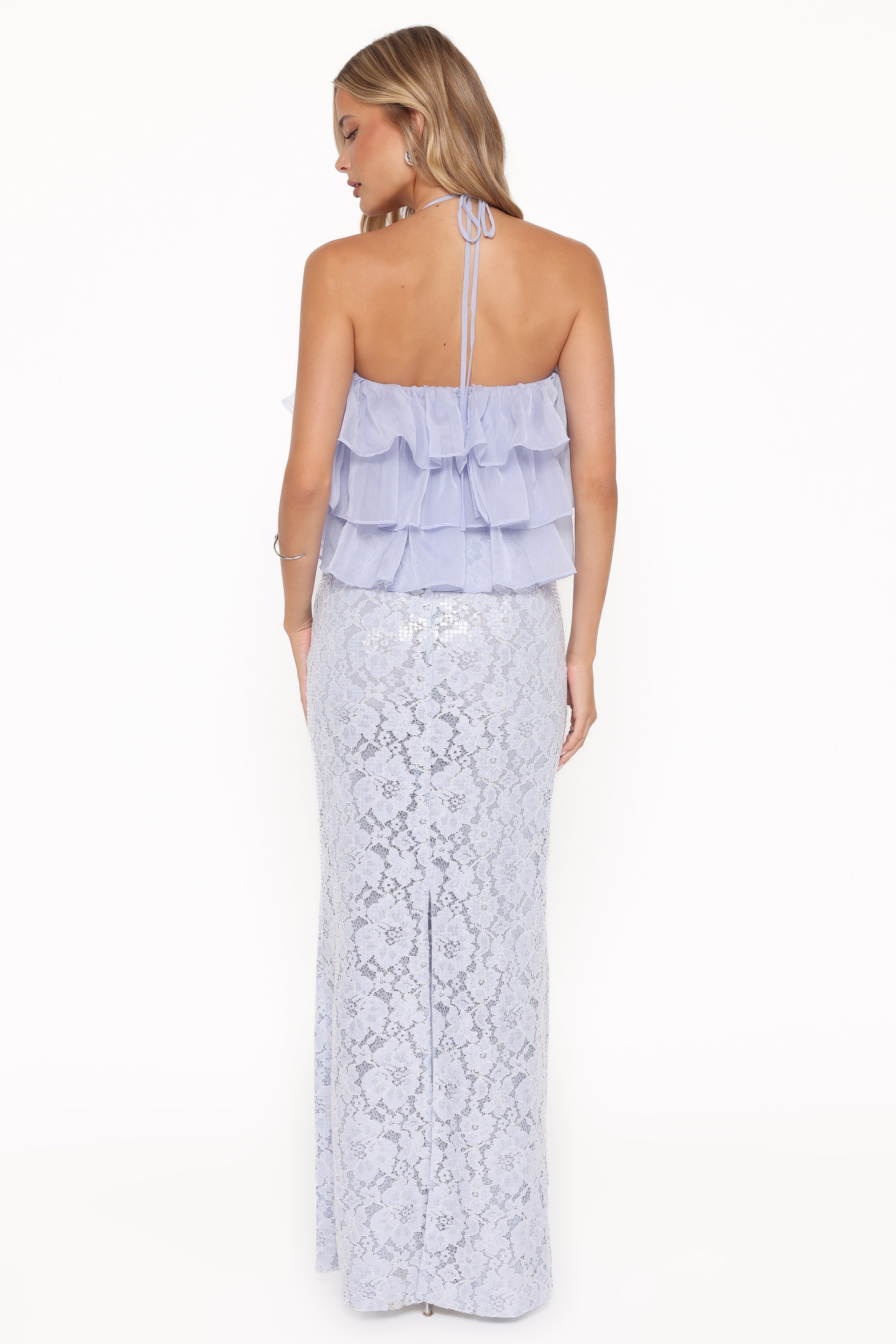 Jennings Lace Maxi Skirt - Blue Sequin