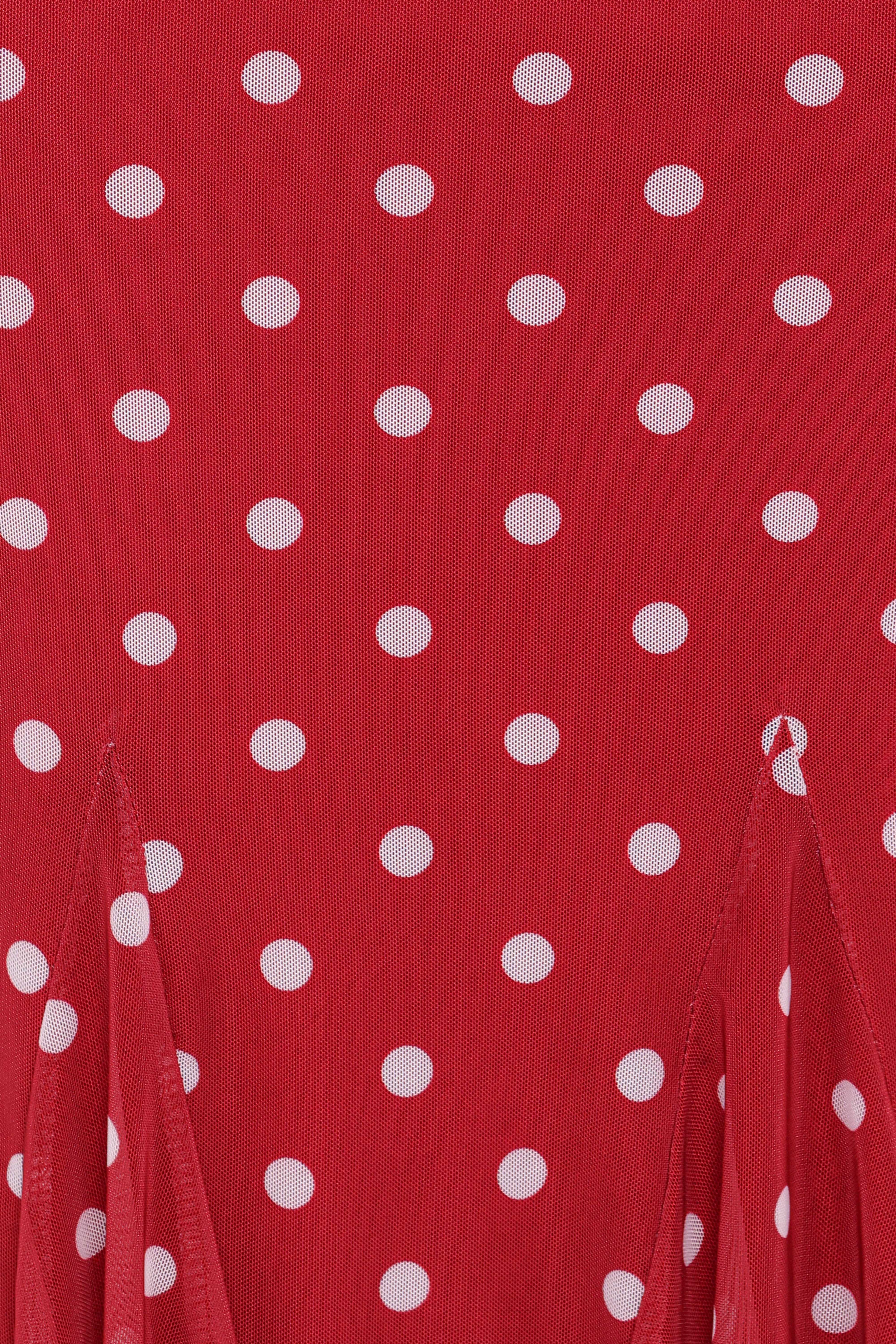 Tullia Mesh Midi Skirt - Red Polka Dot