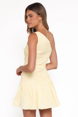 Elaria Off Shoulder Mini Dress - Butter Yellow