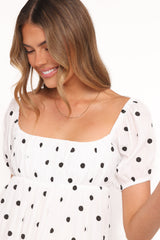 Mona Mini Dress - Black Polka