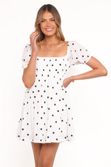 Mona Mini Dress - Black Polka