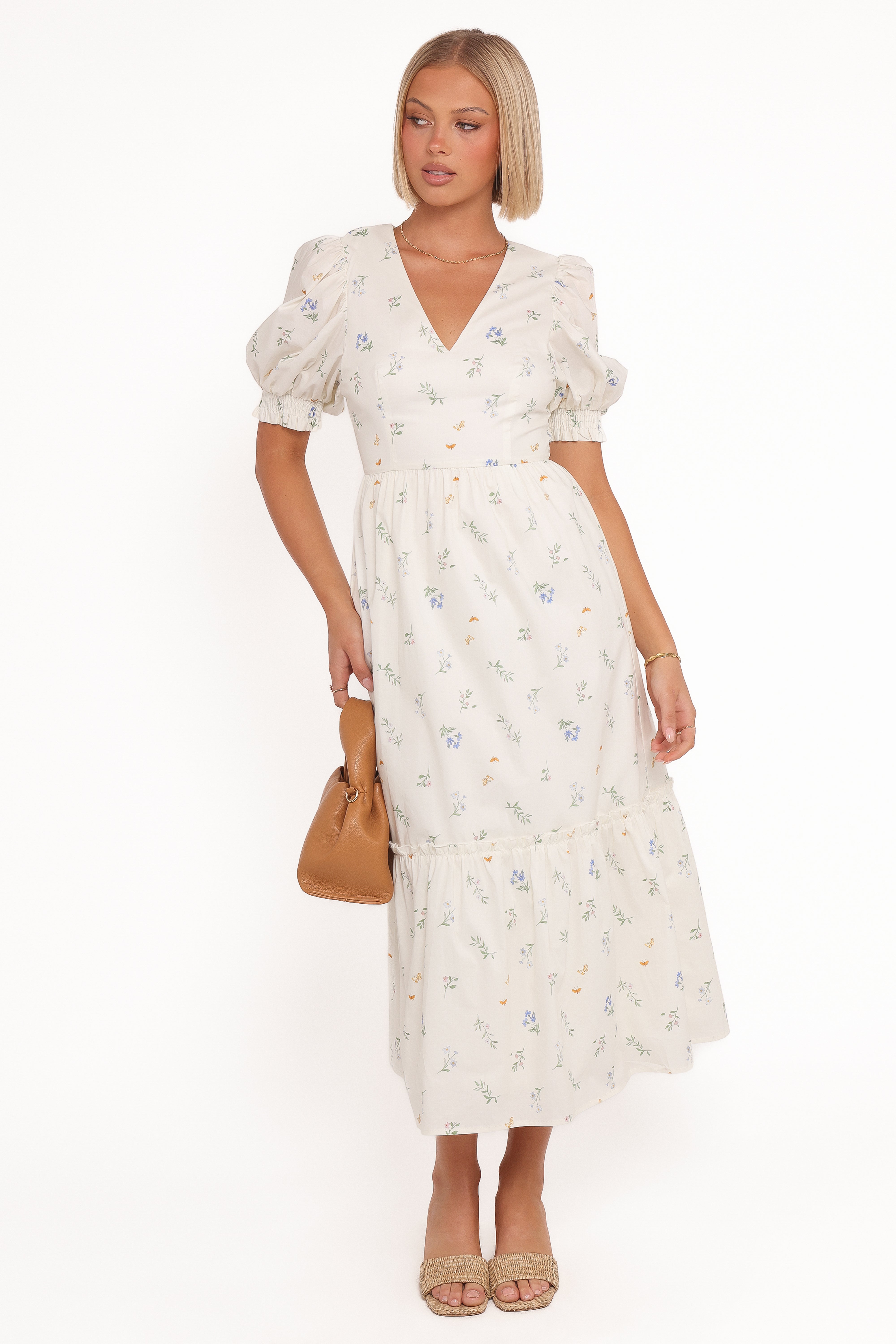 Steele Puff Sleeve Midi Dress - Floral